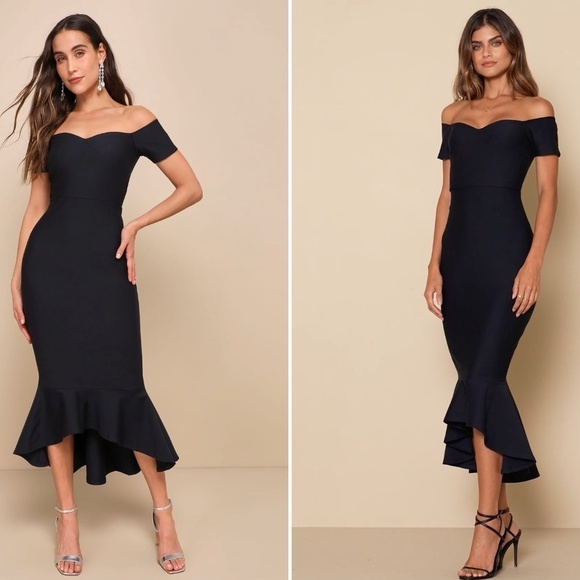 LULU's Bridal Chic Modern Sexy Minimalist Mermaid Trumpet Midi Dress - Picture 5 of 5